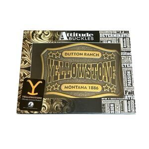 Dutton Ranch Yellowstone Montana Silversmiths Attitude Belt Buckle Western Men’s